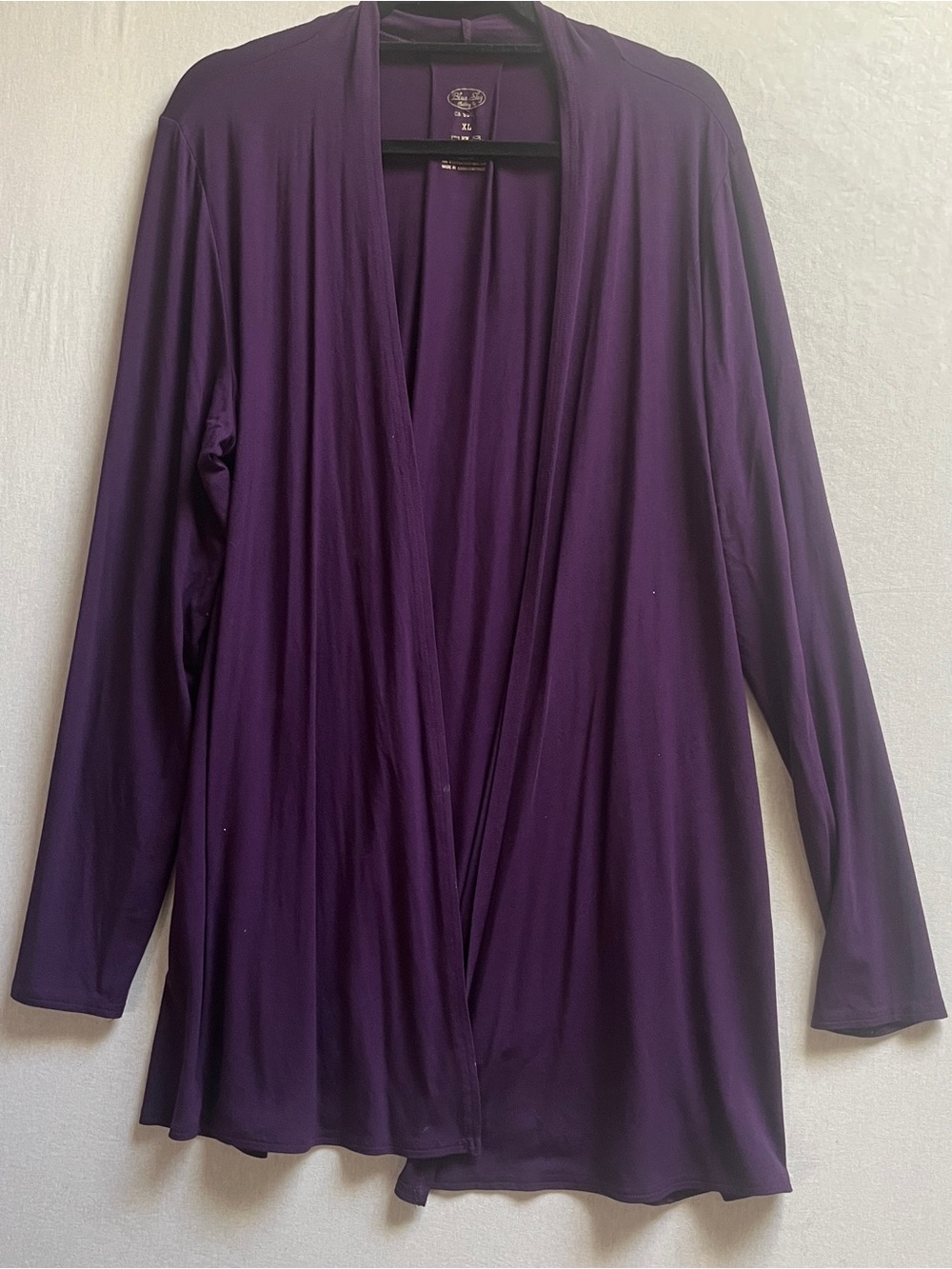 Blue Sky Bamboo Blend Open Front Draped Long Sleeve Robe Cardigan Sz XL